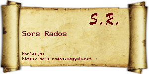 Sors Rados névjegykártya